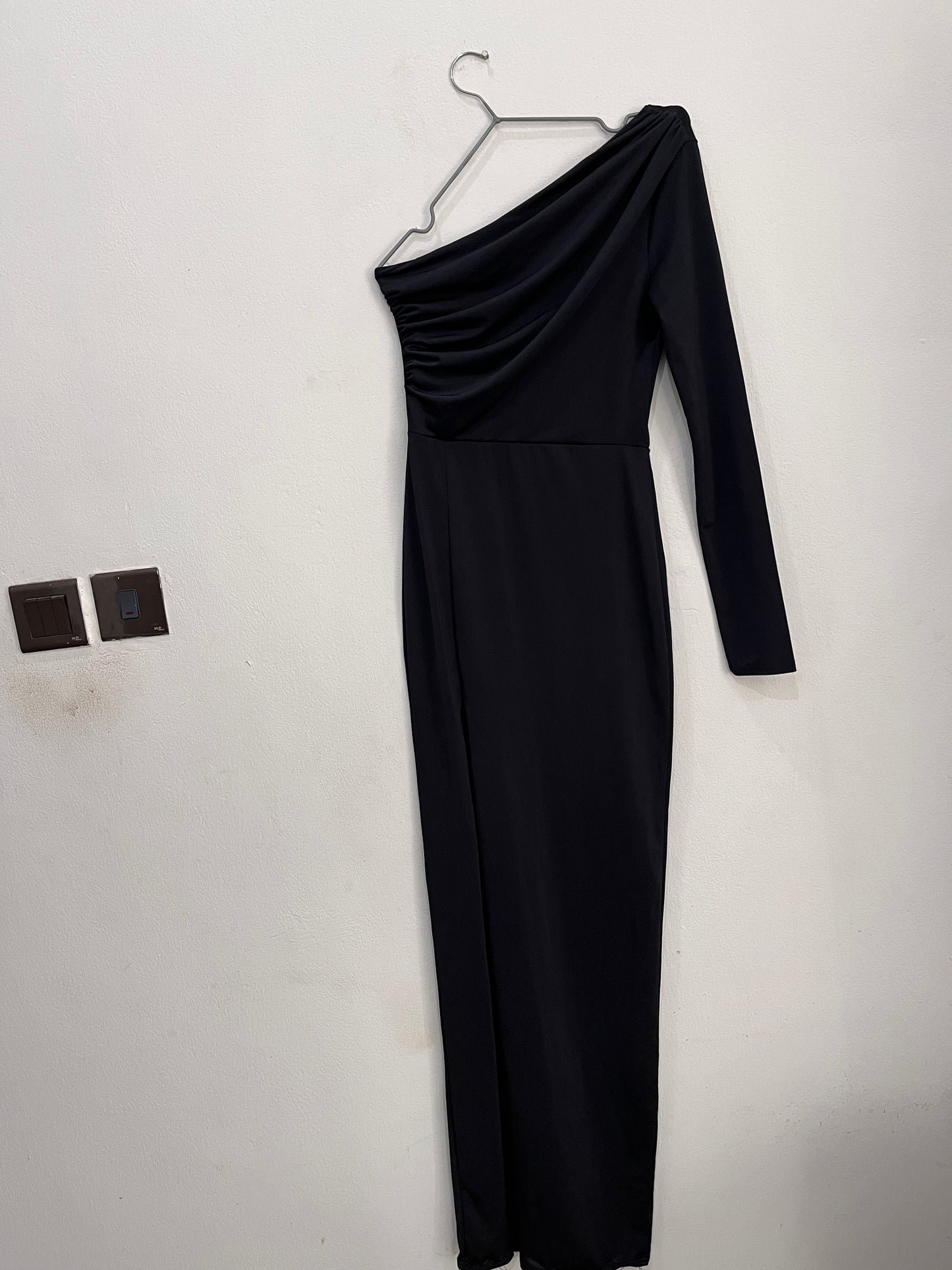 Nastygal black monoshoulder dress