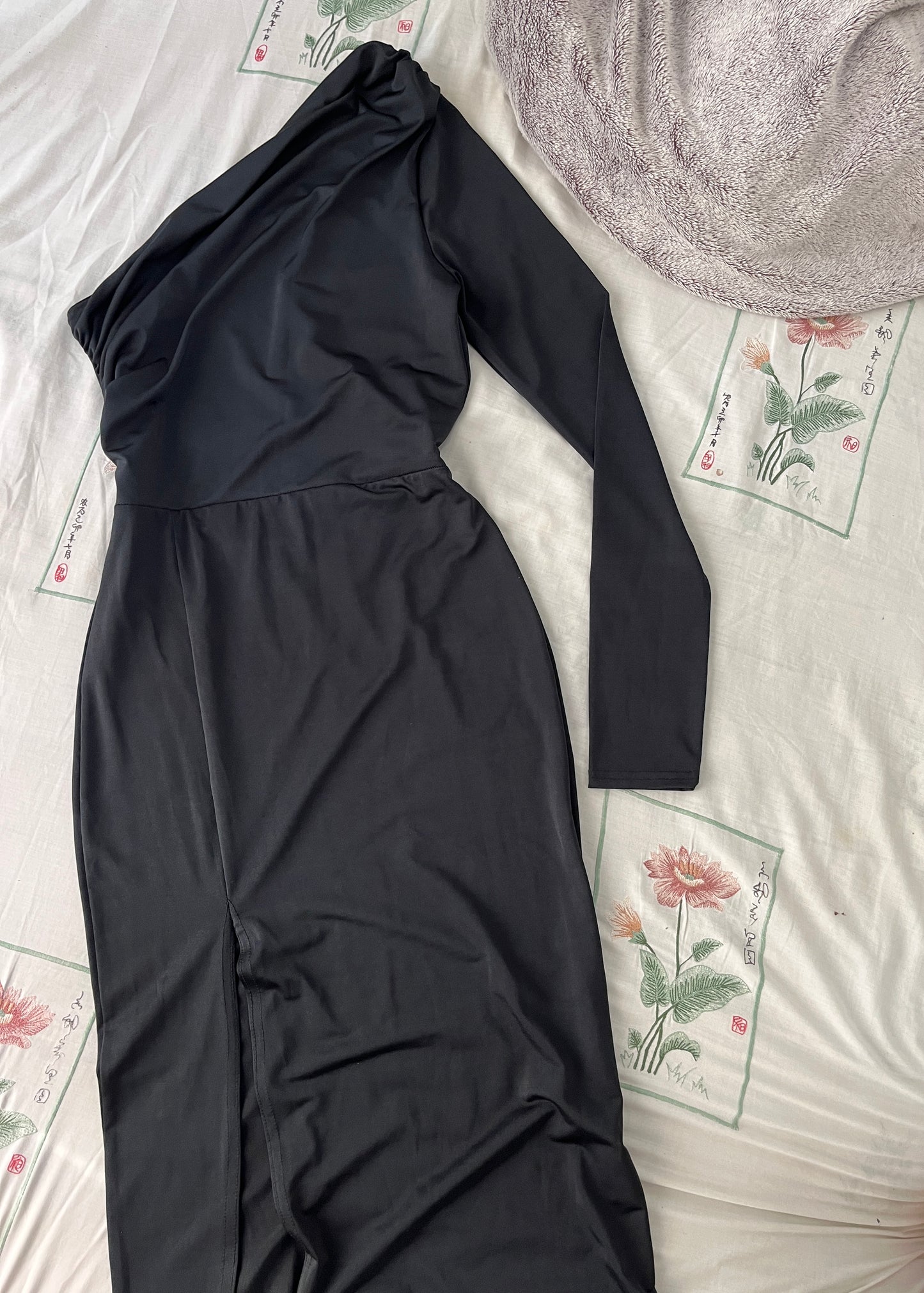Nastygal black monoshoulder dress