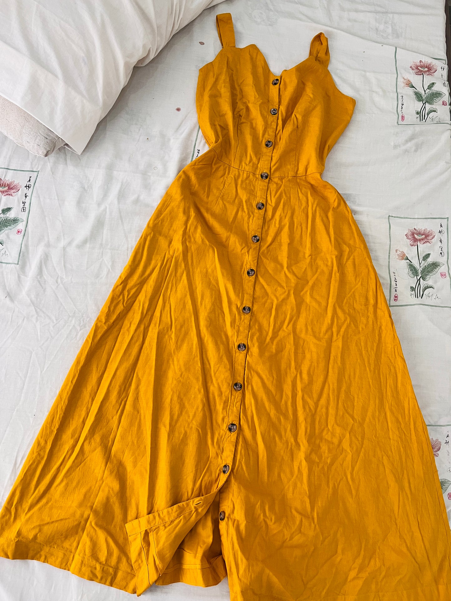 Midi mustard yellow dress
