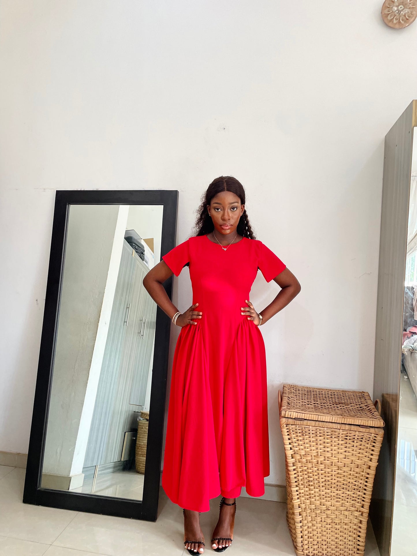 Red Amelia Dress (Midi Length)