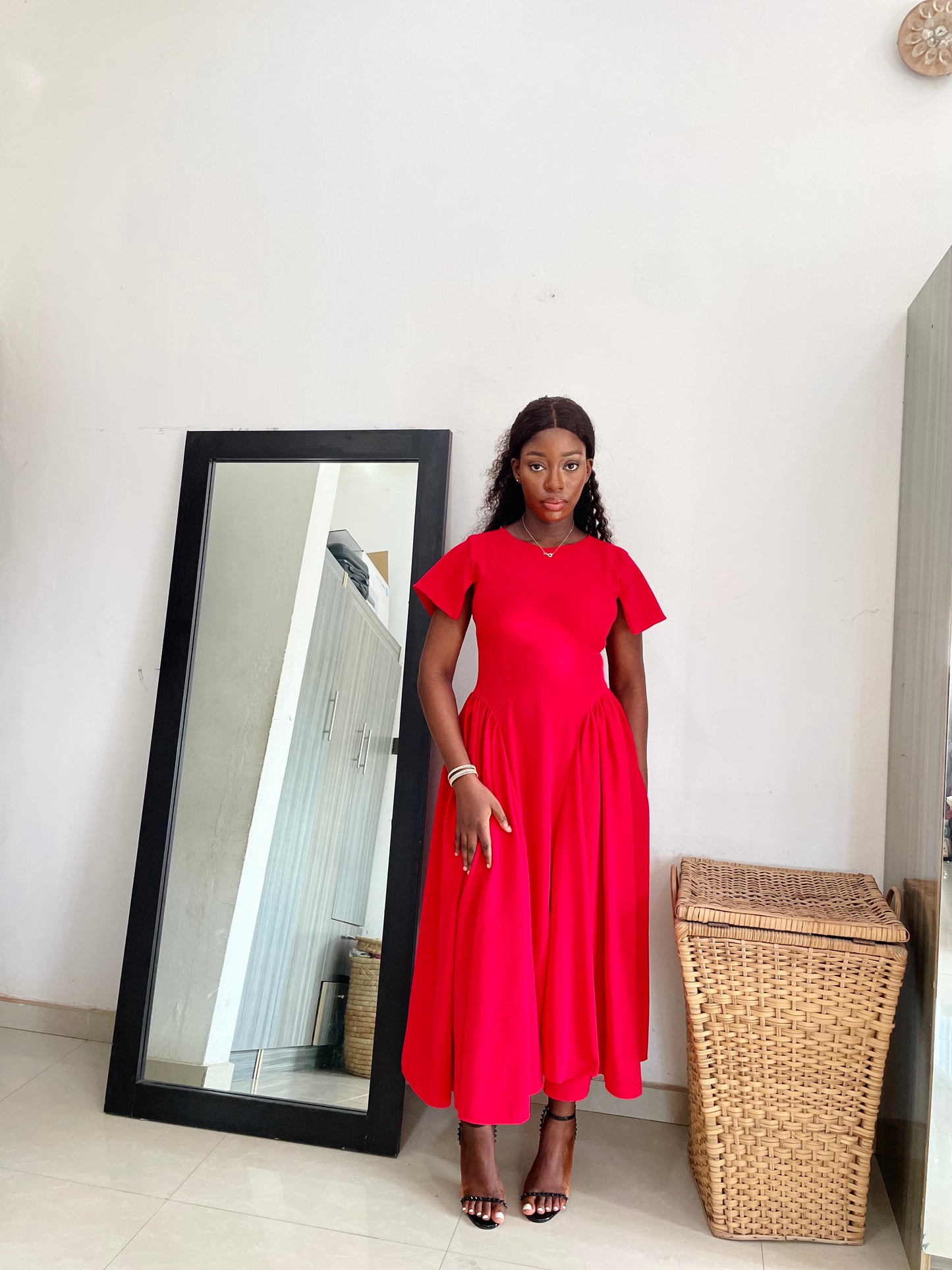 Red Amelia Dress (Midi Length)