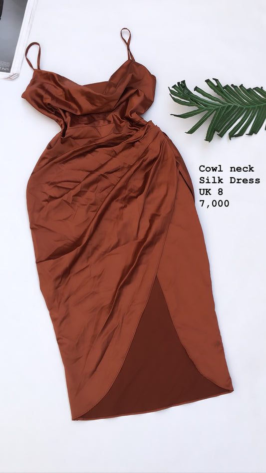 Cowl Neck Silk Dress