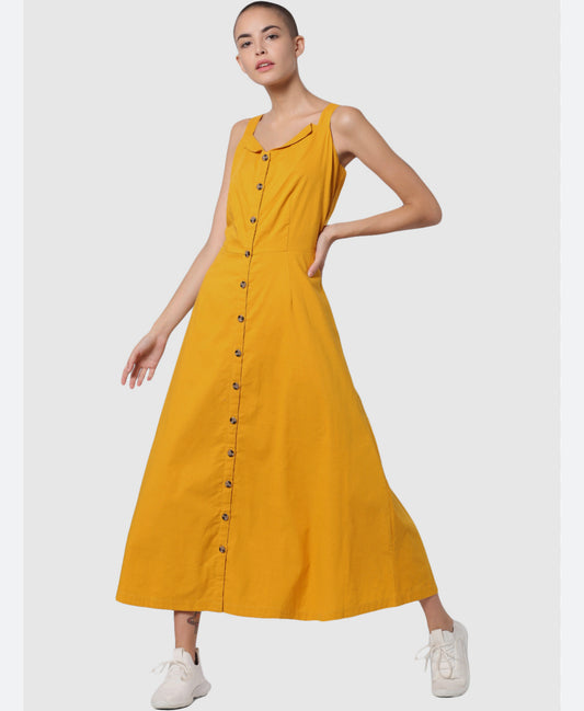 Midi mustard yellow dress