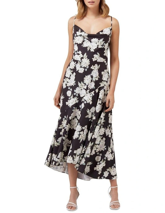 Floral satin midi dress